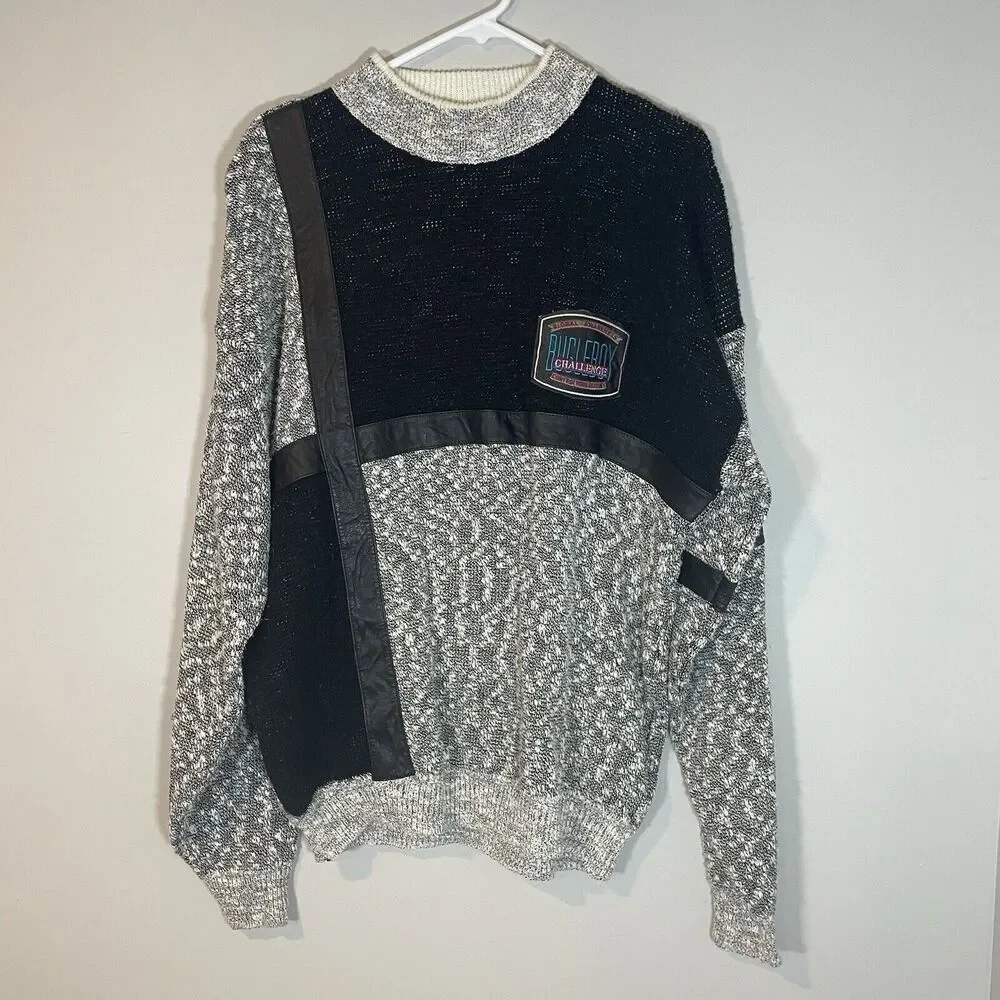 Bugle Boy Challenge Global Awareness Vintage Sweater Sz L Mens Streetwear 80s